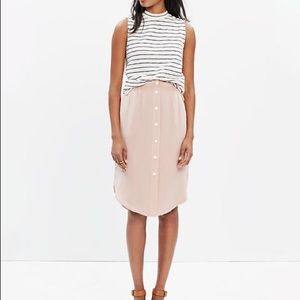 Madewell pink silk island skirt button pockets